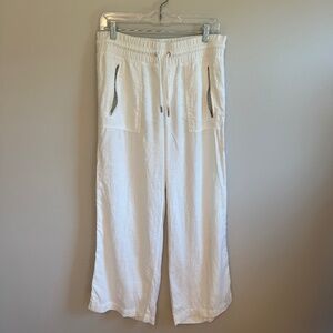 Athleta Ivory Cabo Linen Wide Leg Pant, size 6P
